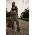 New FREE PEOPLE We The Free Hayden Carpenter Pull-On Trousers $148 LARGE Army