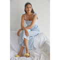 New Anthropologie by Plenty Plaid Scalloped Smocked Wide-Leg Jumpsuit Size LP