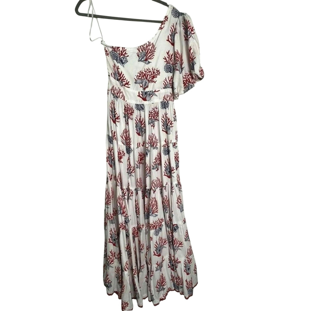 New ANTHROPOLOGIE Priya Israni Puff One-Shoulder Belted Maxi Dress $258 XXSP