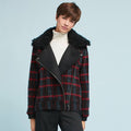 New Anthropologie Plaid Shearling Moto Jacket by Greylin $225 SMALL