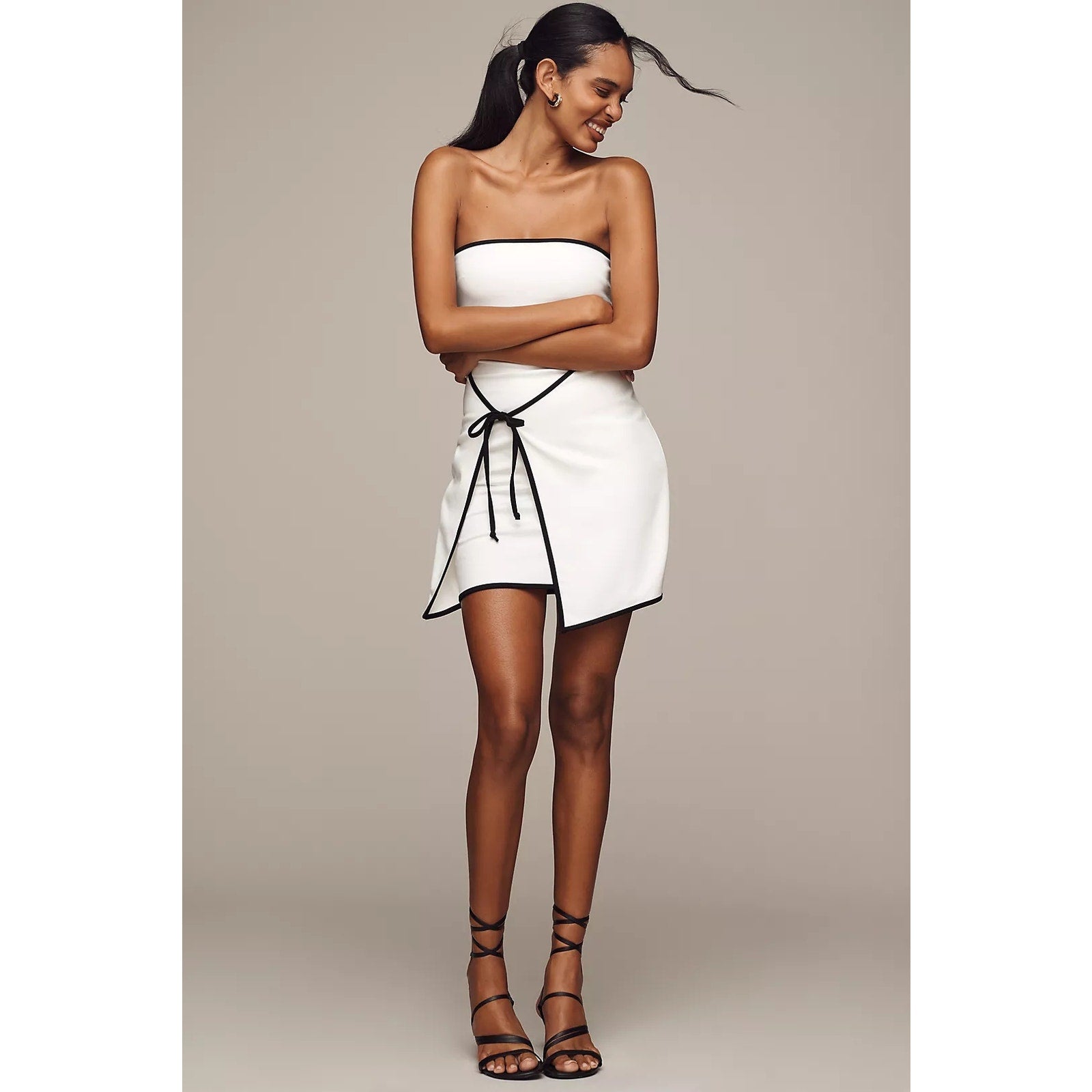 Anthropologie En Elly Strapless Wrap Shift Mini Dress LARGE White Anthropologie