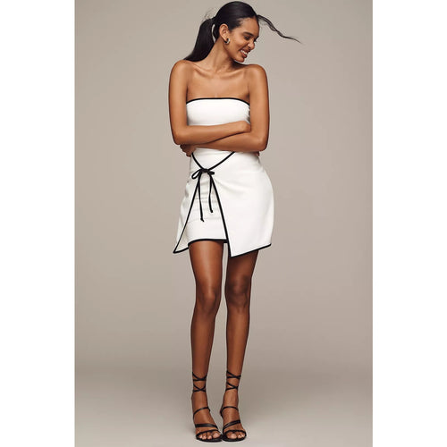 Anthropologie En Elly Strapless Wrap Shift Mini Dress LARGE White Anthropologie