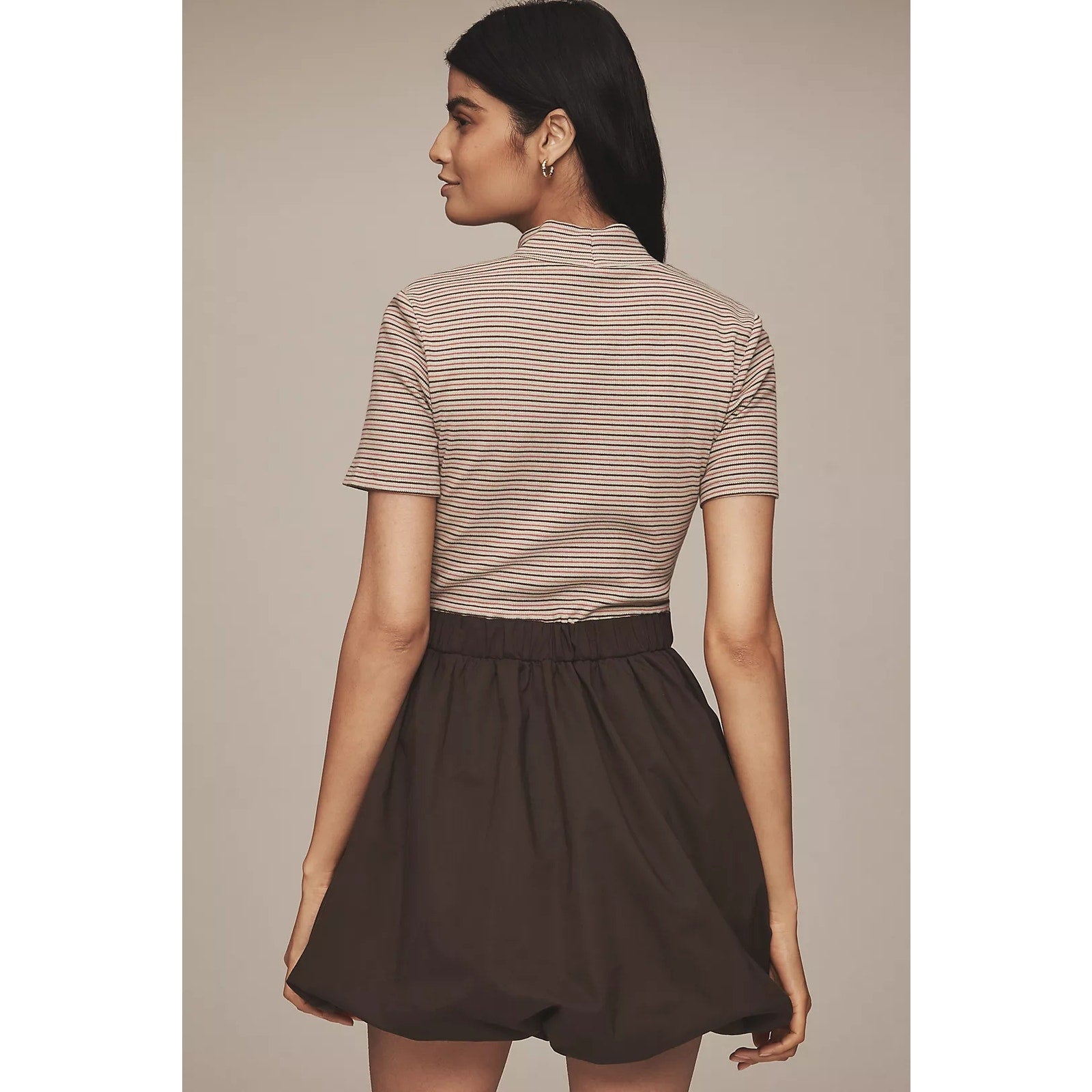 New Anthropologie Maeve Belted Twofer Bubble Mini Dress $158 X-LARGE Neutral