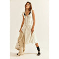 Free People Loveday Midi Dress MEDIUM Ivory Bohemian Drop Waist Free People