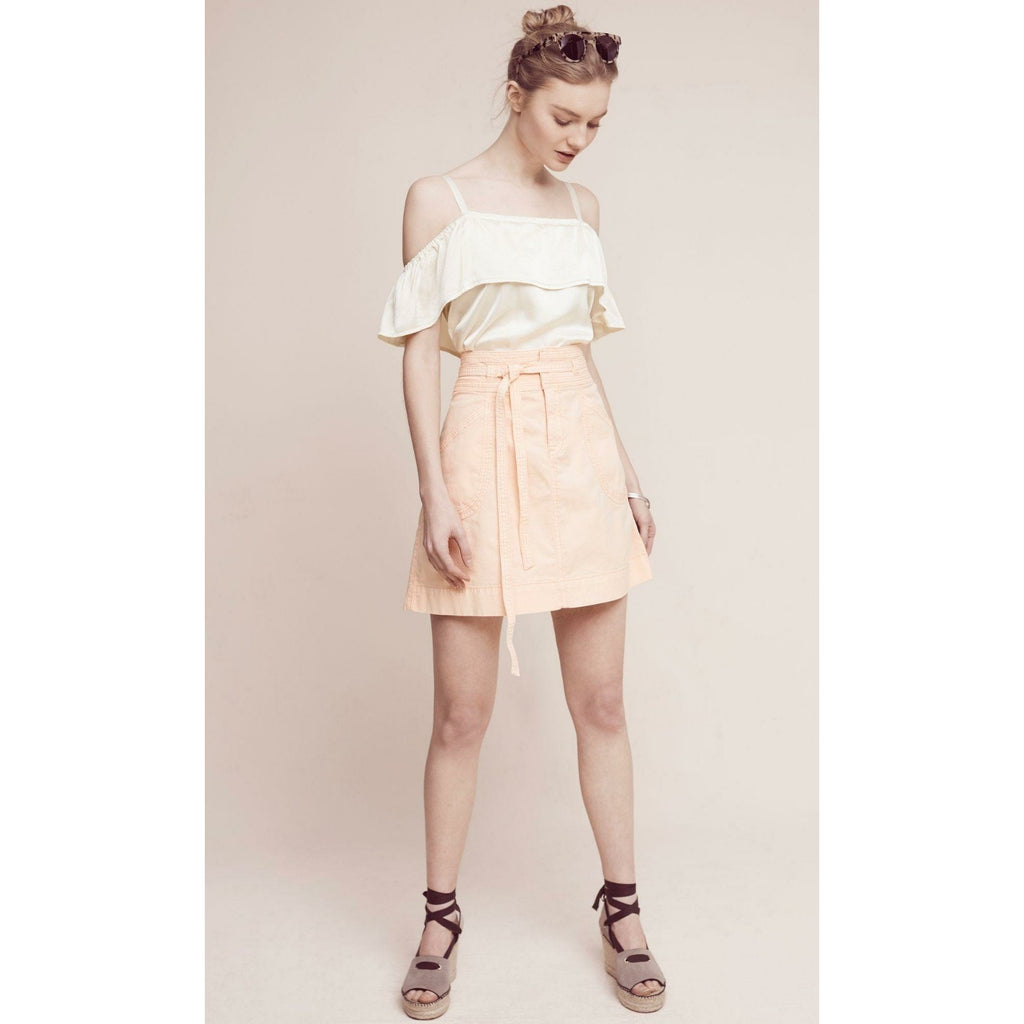 NEW Anthropologie by Pilcro Washed Chino Mini Skirt $88 Pink Size 4