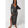 New Free People Shayla Wrap Midi Dress $128 MEDIUM Black Combo