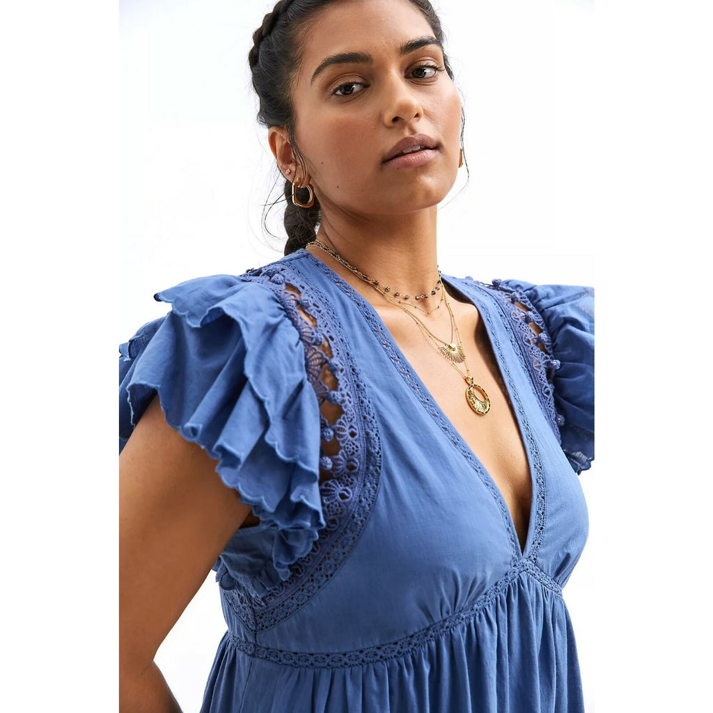NEW Anthropologie $160 Ruffled Lace Mini Dress Size XS
