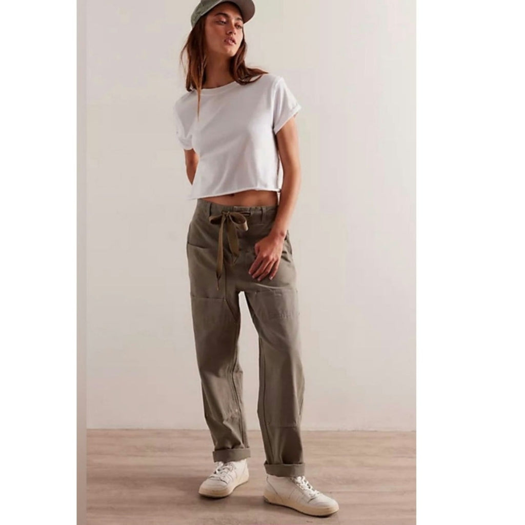 New FREE PEOPLE We The Free Hayden Carpenter Pull-On Pants $148 SMALL Army