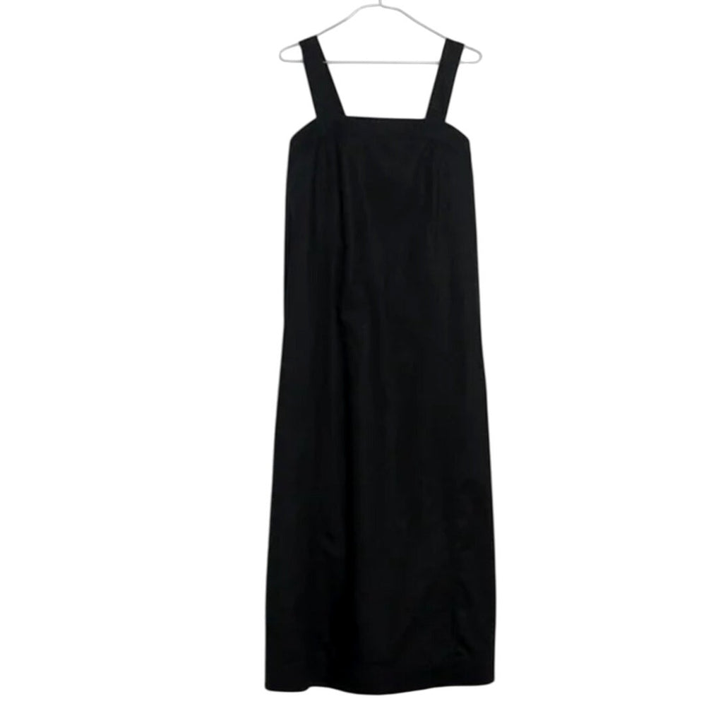 New MADEWELL Linen-Cotton Princess-Seamed Midi Dress $110 X-LARGE Black