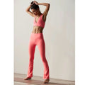 New Free People FP MOVEMENT Never Better Flare Pants $108 MEDIUM Neon Coral