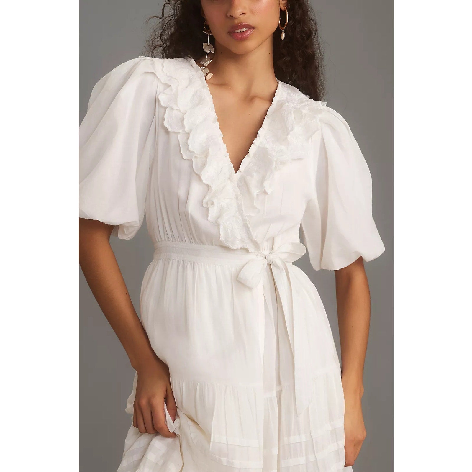 Anthropologie Love The Label ShortSleeve Ruffled Tiered Wrap Maxi Dress XL Anthropologie