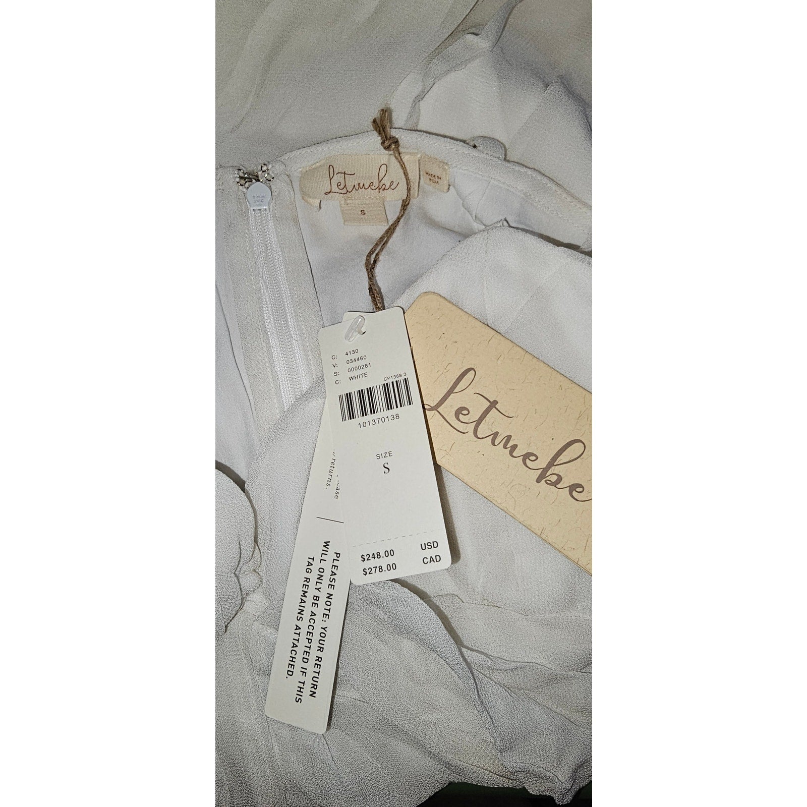 Anthropologie Let Me Be Asymmetric 3D Floral Midi Dress SMALL White Anthropologie