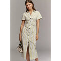 Anthropologie Greer Midi Shirtdress by Pilcro MEDIUM Green Stripe Anthropologie