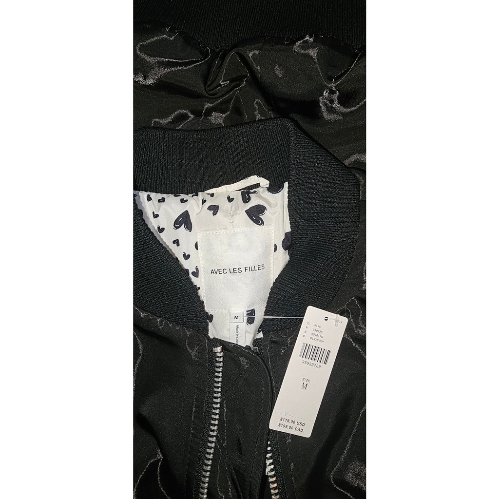New Anthropologie x Avec Les Filles Oversized Bomber Jacket $178 Medium Black
