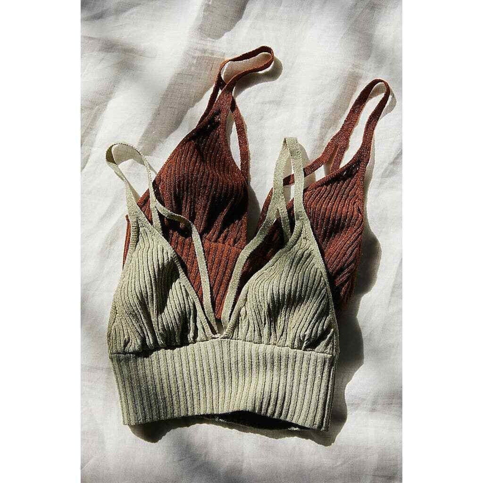 New Free People Ellery longline Bralette $38 XS Metallic Bronzed Copper