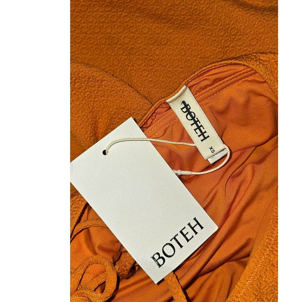 New Free People BOTEH Helios Halter One-Piece Swimsuit $250 X-SMALL Orange Belt