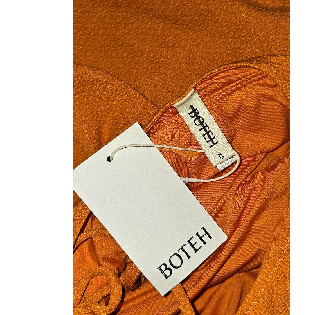 New Free People BOTEH Helios Halter One-Piece Swimsuit $250 X-SMALL Orange Belt