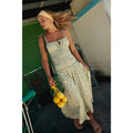 FREE PEOPLE Lavender Daze Dress Smock Midi Sz S Green Floral Boho Free People