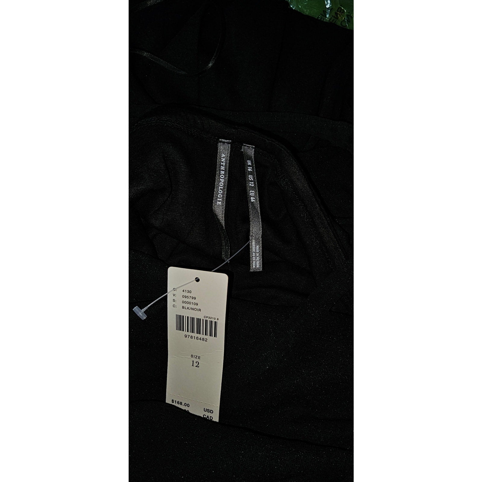 Anthropologie Cowl-Neck Bubble-Hem Midi Dress Size 12 Black Anthropologie