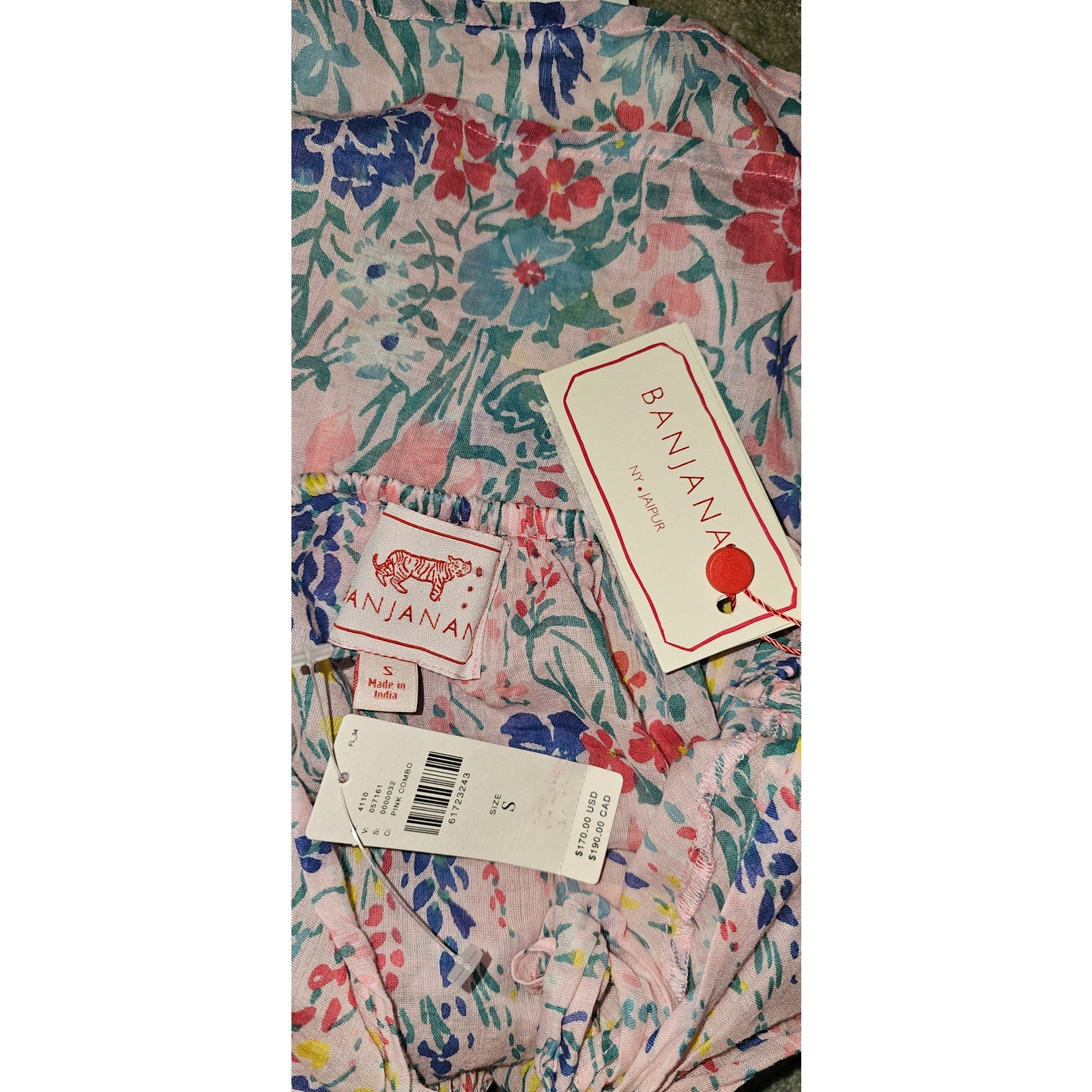 Anthropologie BANJANAN Garden Party Ruffled Tank $170 SMALL Pink Floral