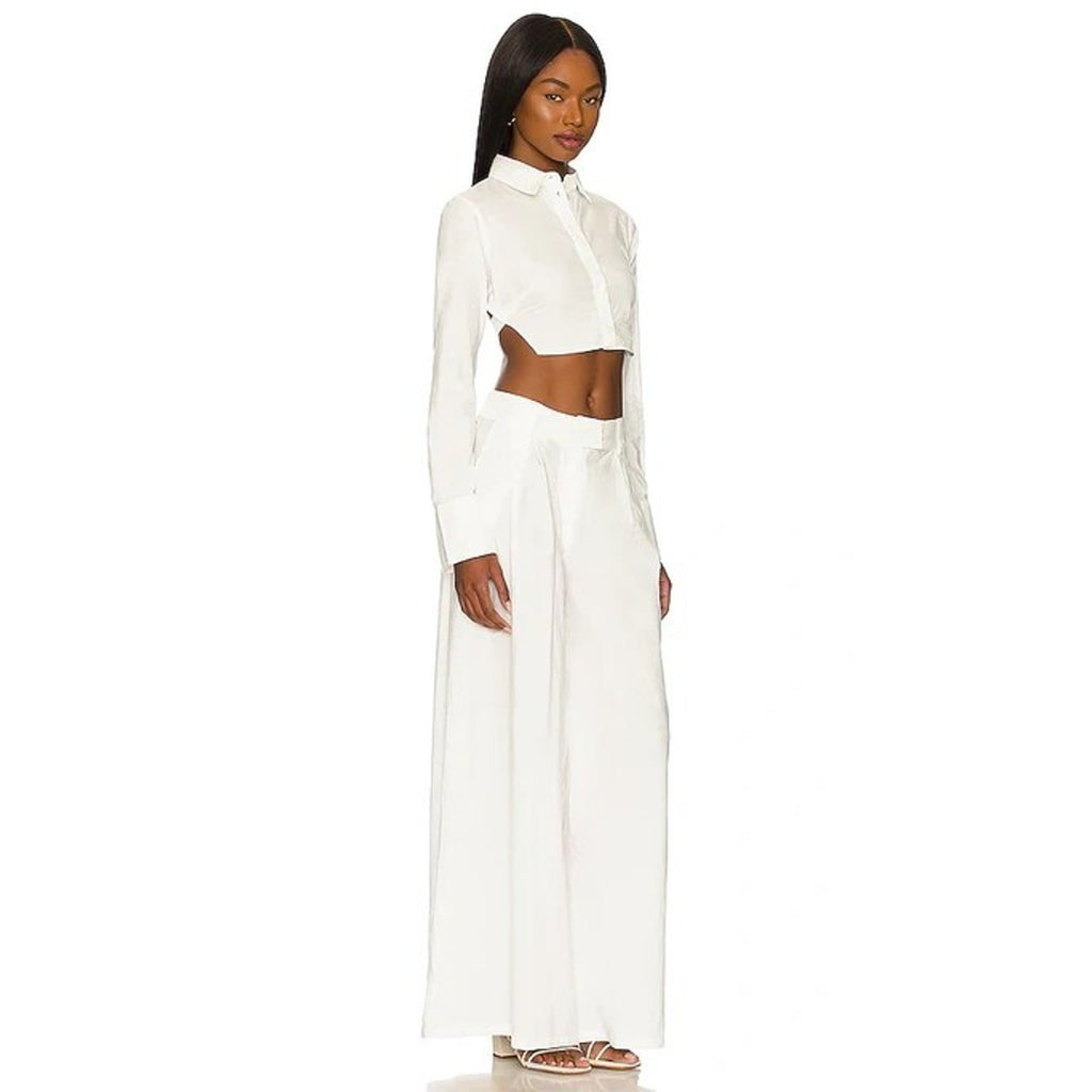 NEW FREE PEOPLE X REVOLVE Ellen Set in Ivory Large Wide Leg Pants