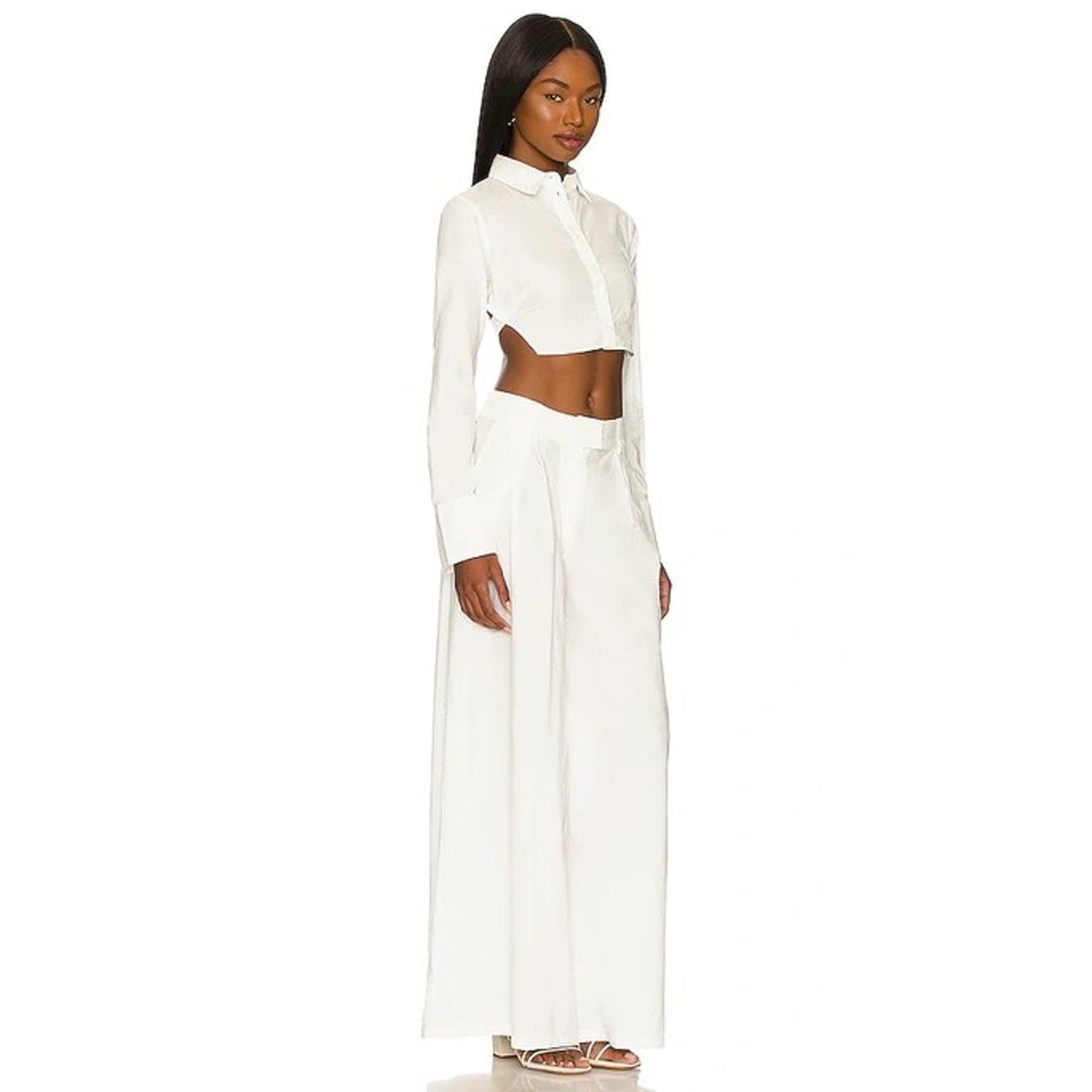 NEW FREE PEOPLE X REVOLVE Ellen Set in Ivory Large Wide Leg Pants