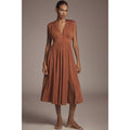 Anthropologie V-Neck A-Line Midi Dress JERSEY X-SMALL Honey Anthropologie