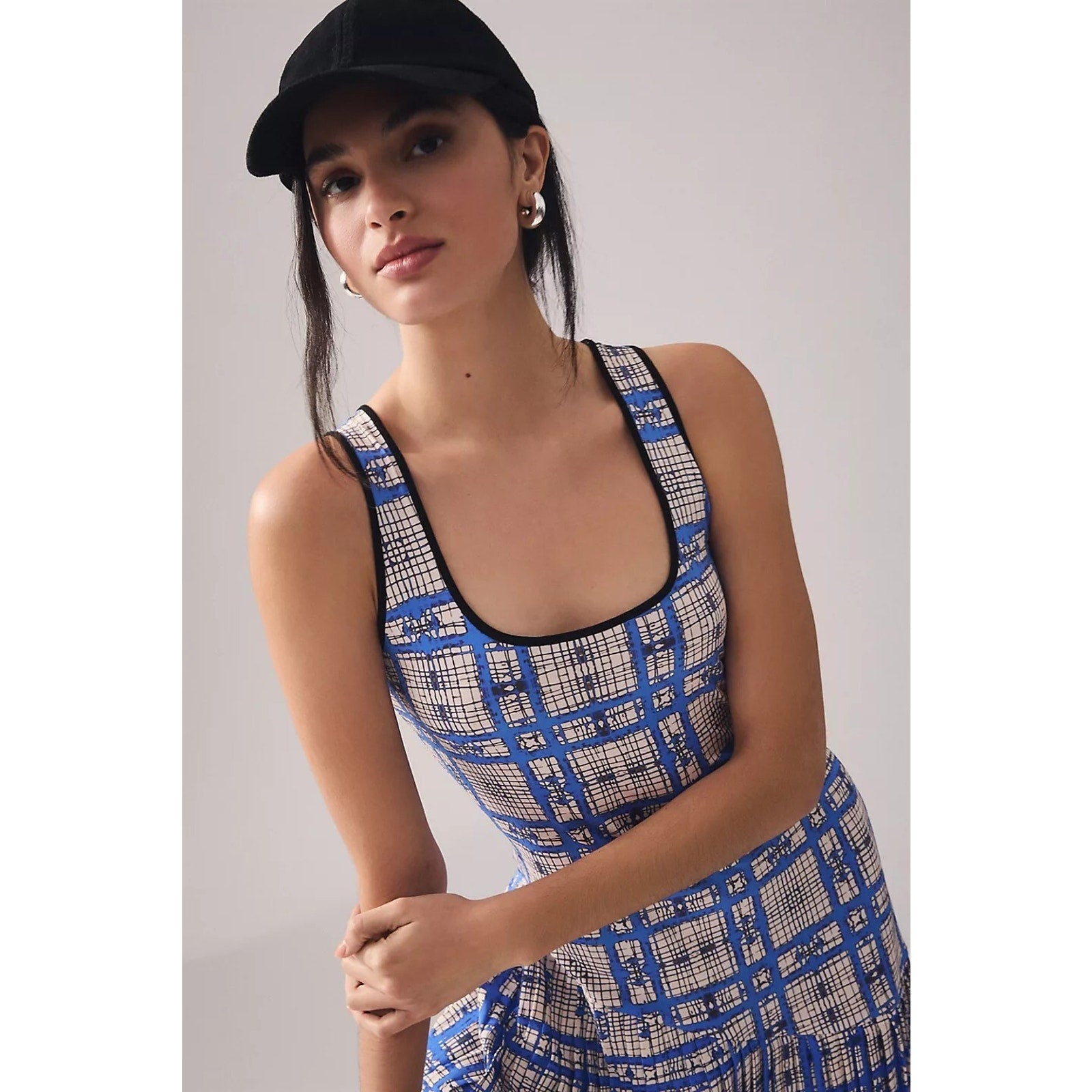 New Anthropologie $210 Dhruv Kapoor Plaid Mesh Midi Dress Size XS