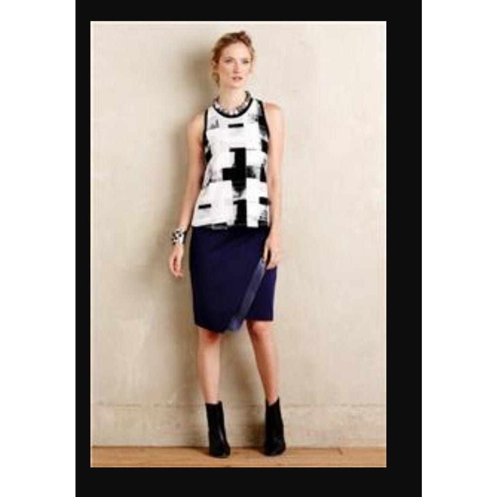NEW Anthropologie Anzere Print Tank by 9-H15 Size Small B&W Abstract