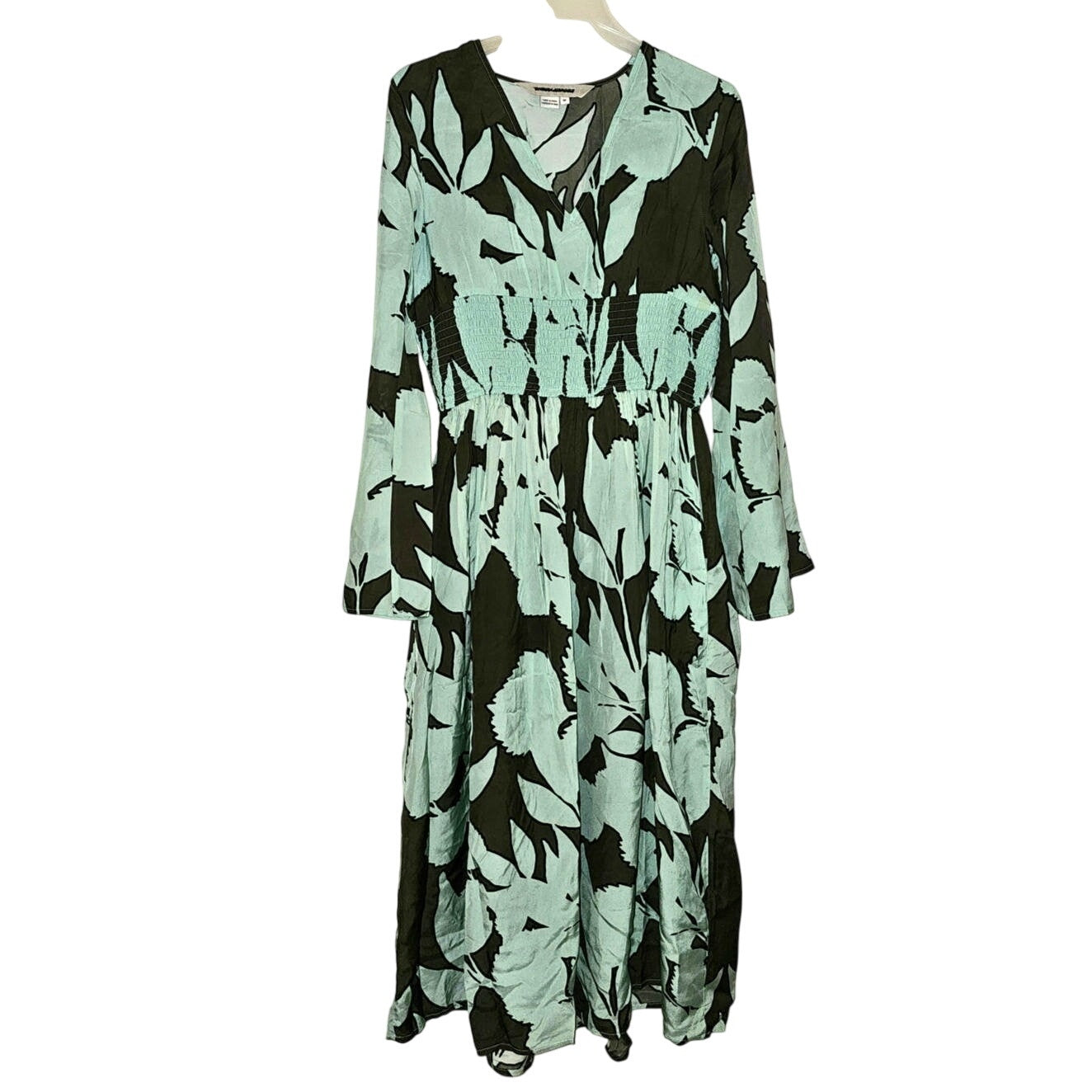 New Anthropologie DHRUV KAPOOR Long Sleeve V-Neck Maxi Dress $248 MEDIUM Brown
