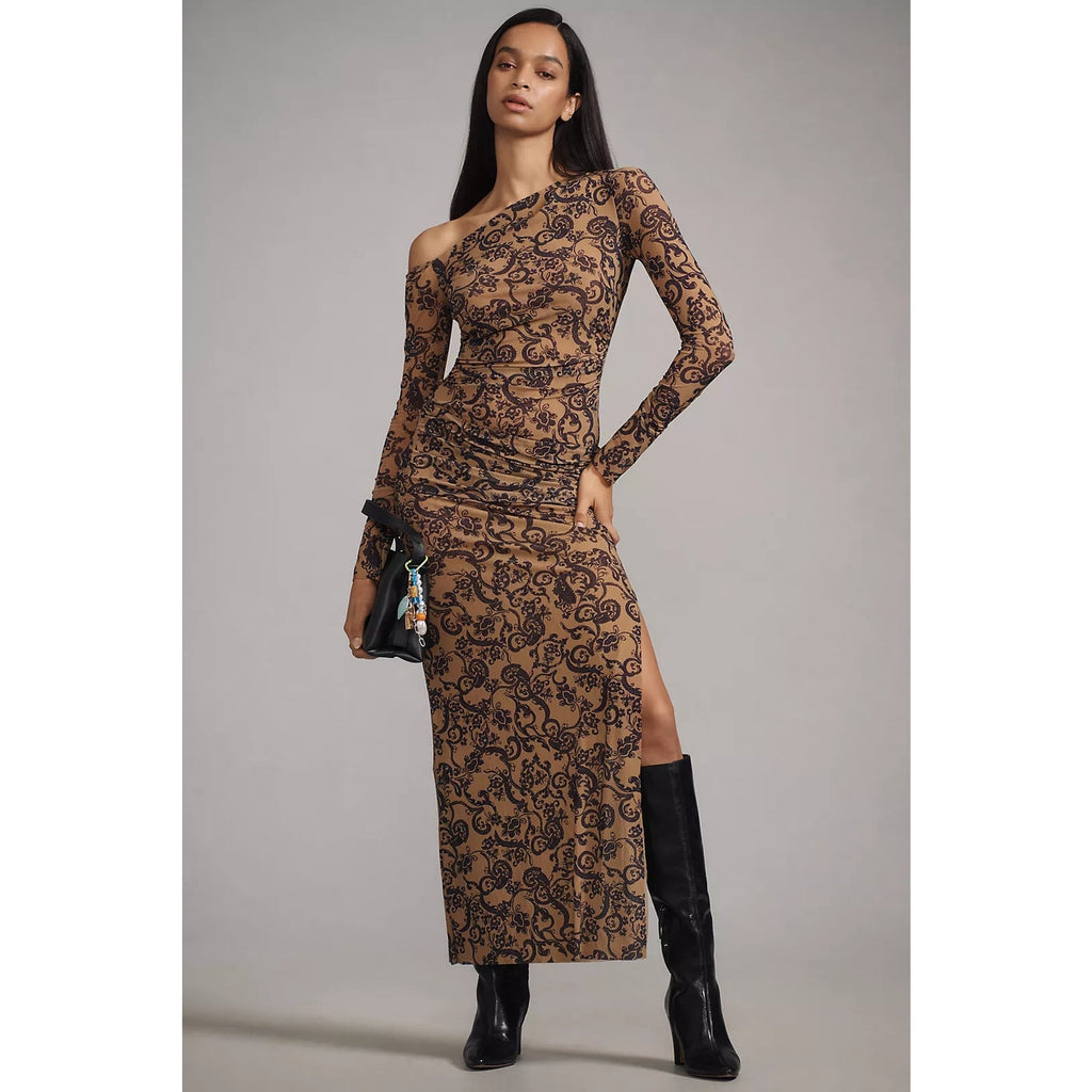 Anthropologie BEC+BRIDGE Western Sun Long-Sleeve Dress US SIZE 10 Brown Anthropologie