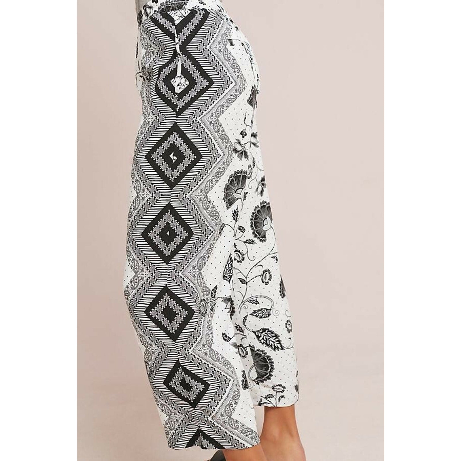 NEW Anthropologie Glencairn Cropped Wide-Leg Trousers by ett:twa $118 Sz S B&W