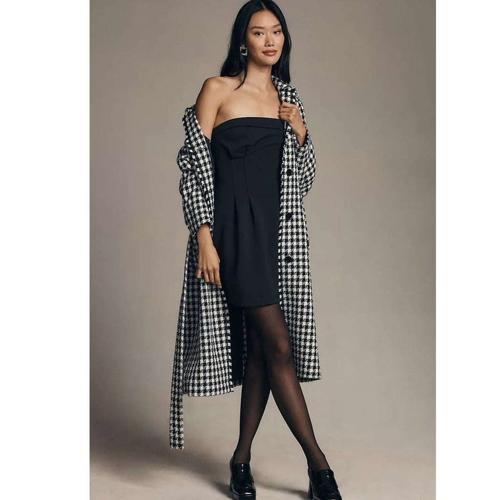 New By Anthropologie Strapless Structured Mini Dress $178 SIZE 10 Black LBD