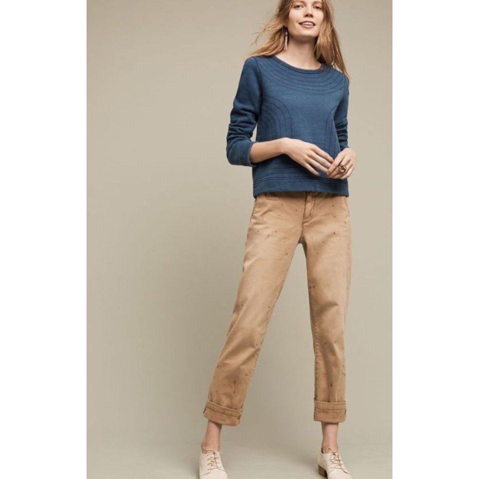 NEW Anthropologie Pilcro Hyphen Glitter Painted Chinos Size 32 Cotton Spandex