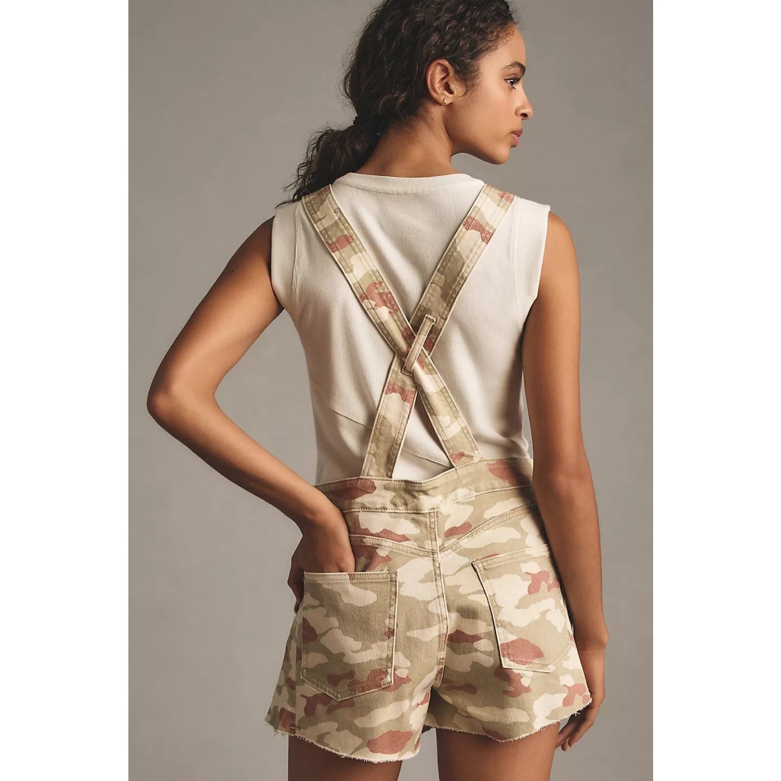 Anthropologie Pilcro Camo Overalls Romper $118 X-SMALL Green