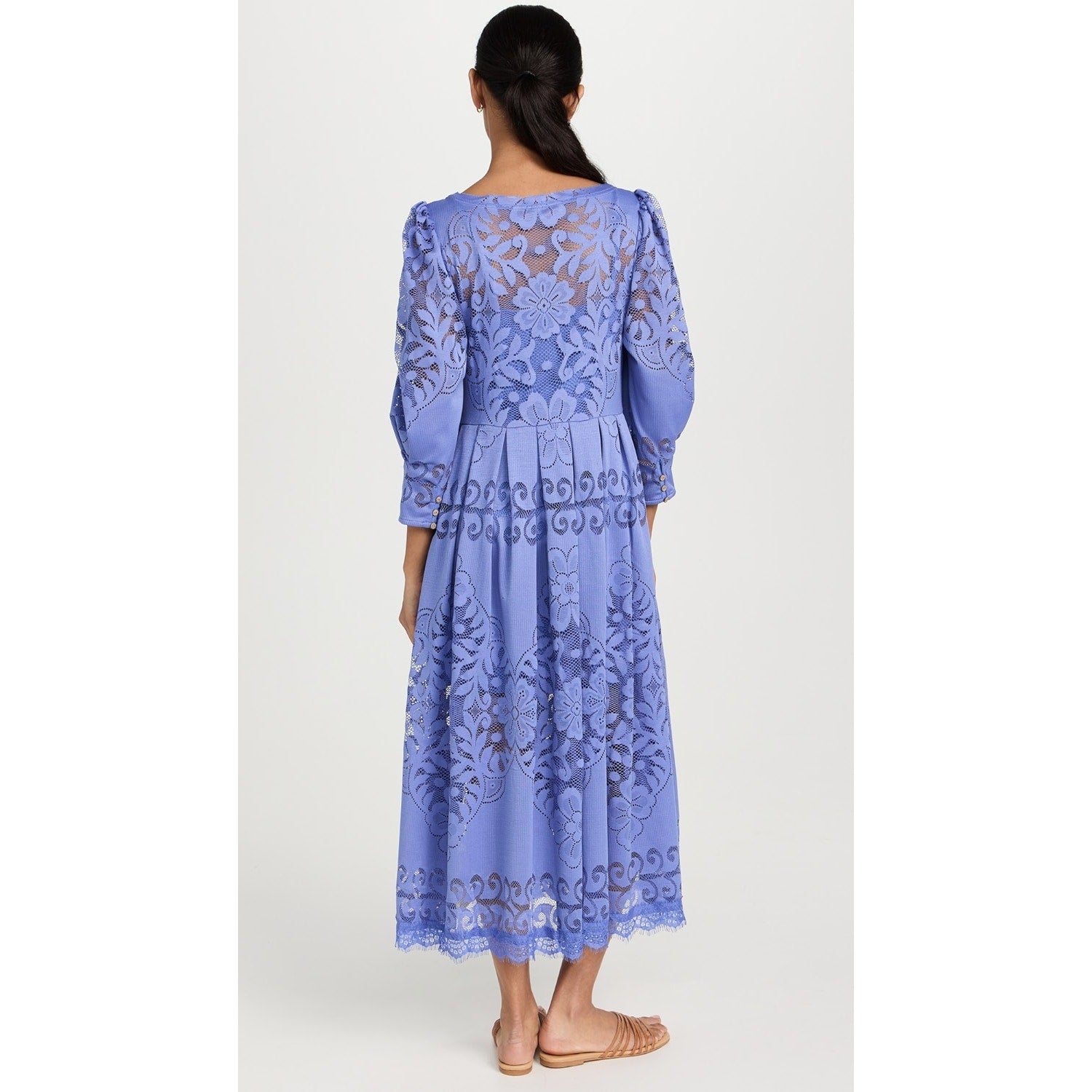New FREE PEOPLE Shadow Dance Midi Dress $198 X-SMALL Blue PERSIAN JEWEL