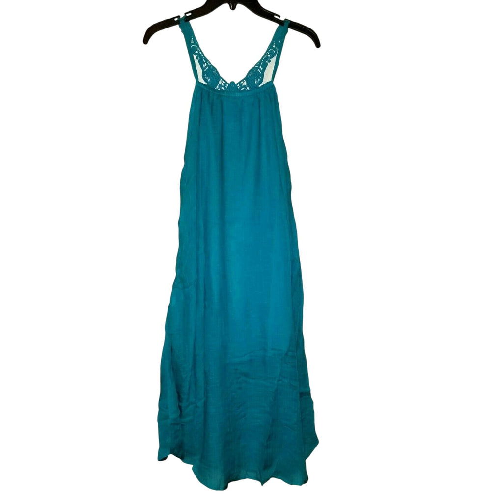 Anthropologie Verano Turquoise Midi Lace Back Dress