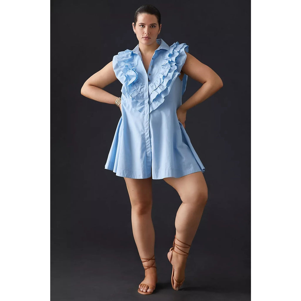New Anthropologie Maeve Ruffled Button-Front Mini Dress Size 16W