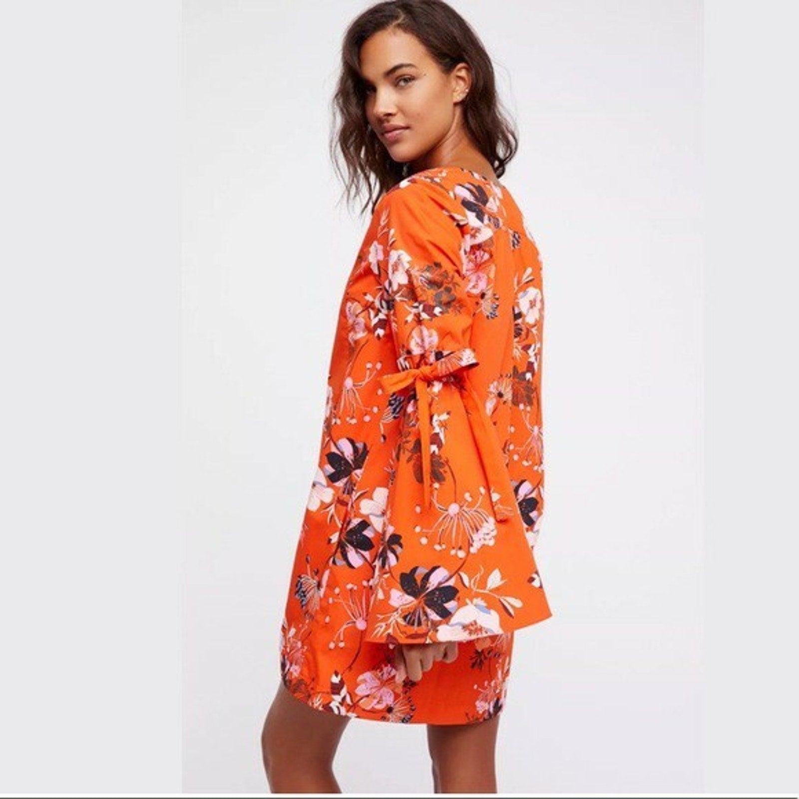 NEW Free People Lover Of Mine Floral Mini Dress $128 Small Orange Boho Retro