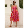 Anthropologie x Farm Rio Fit & Flare Midi Dress Size Medium Pink Boho Anthropologie