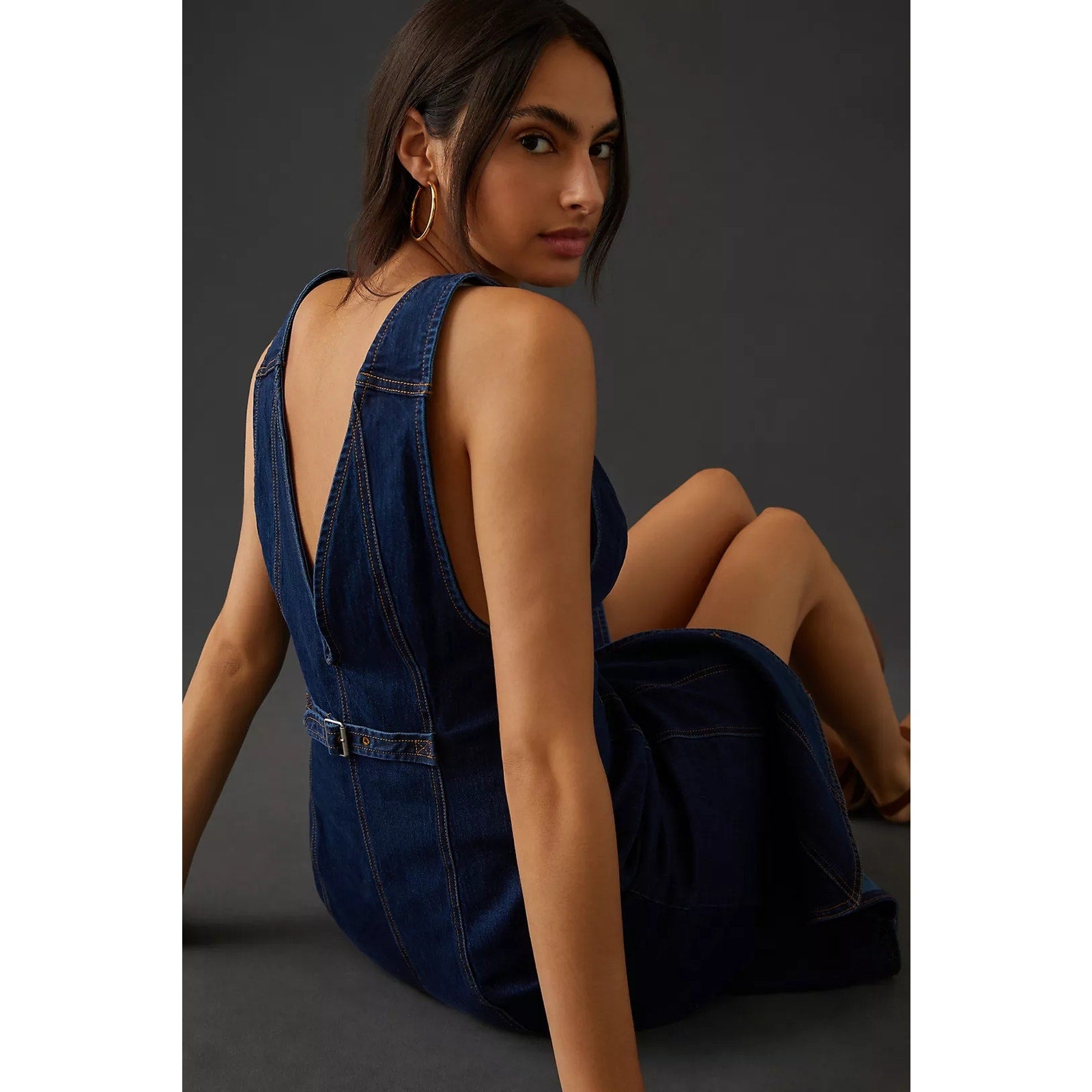 Nwt Anthropologie Pilcro Vest Mini Dress $180 SIZE 0 Dark Denim Button Front