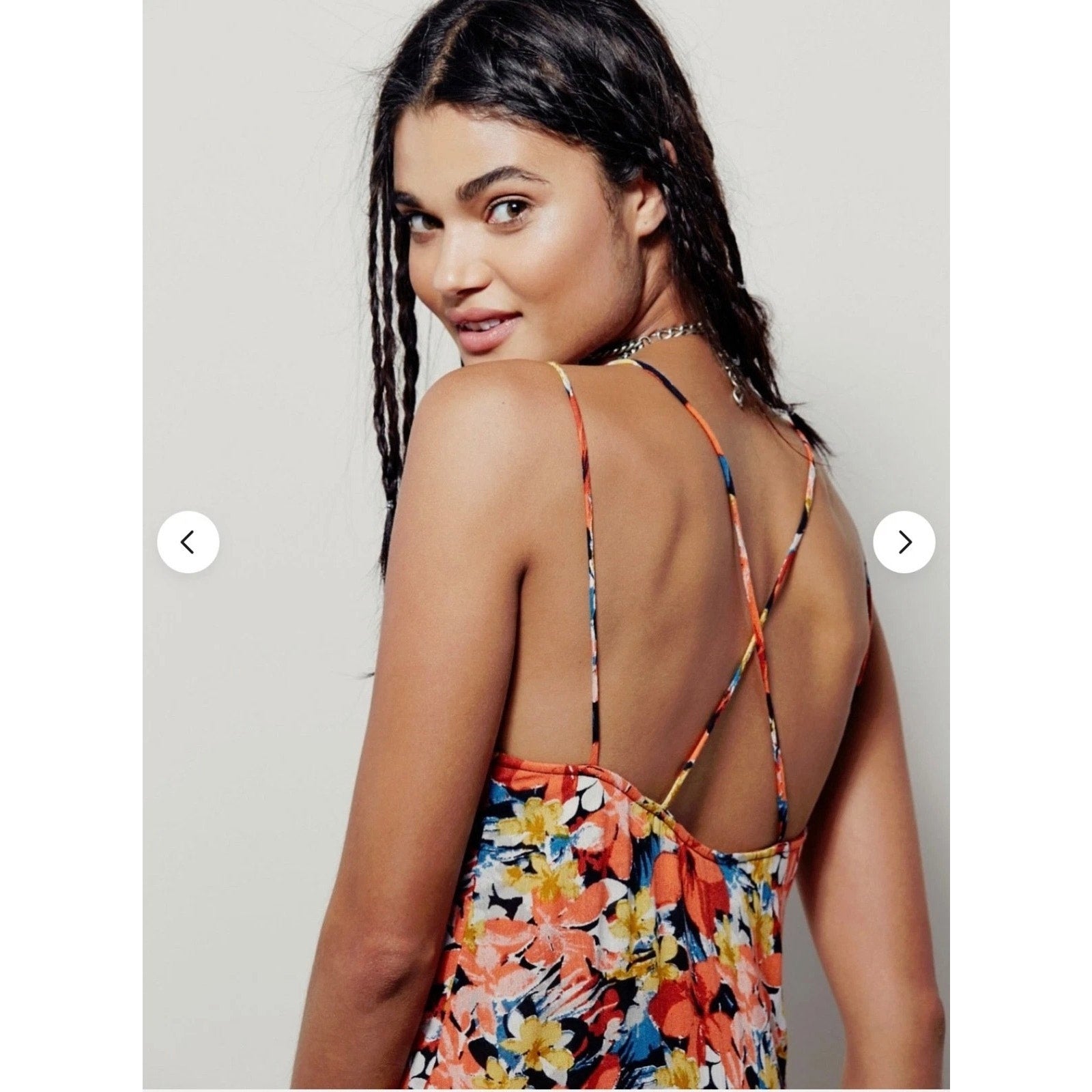 New Free People Mulberry Strappy Keyhole Floral Maxi Dress Size Small Boho Coral