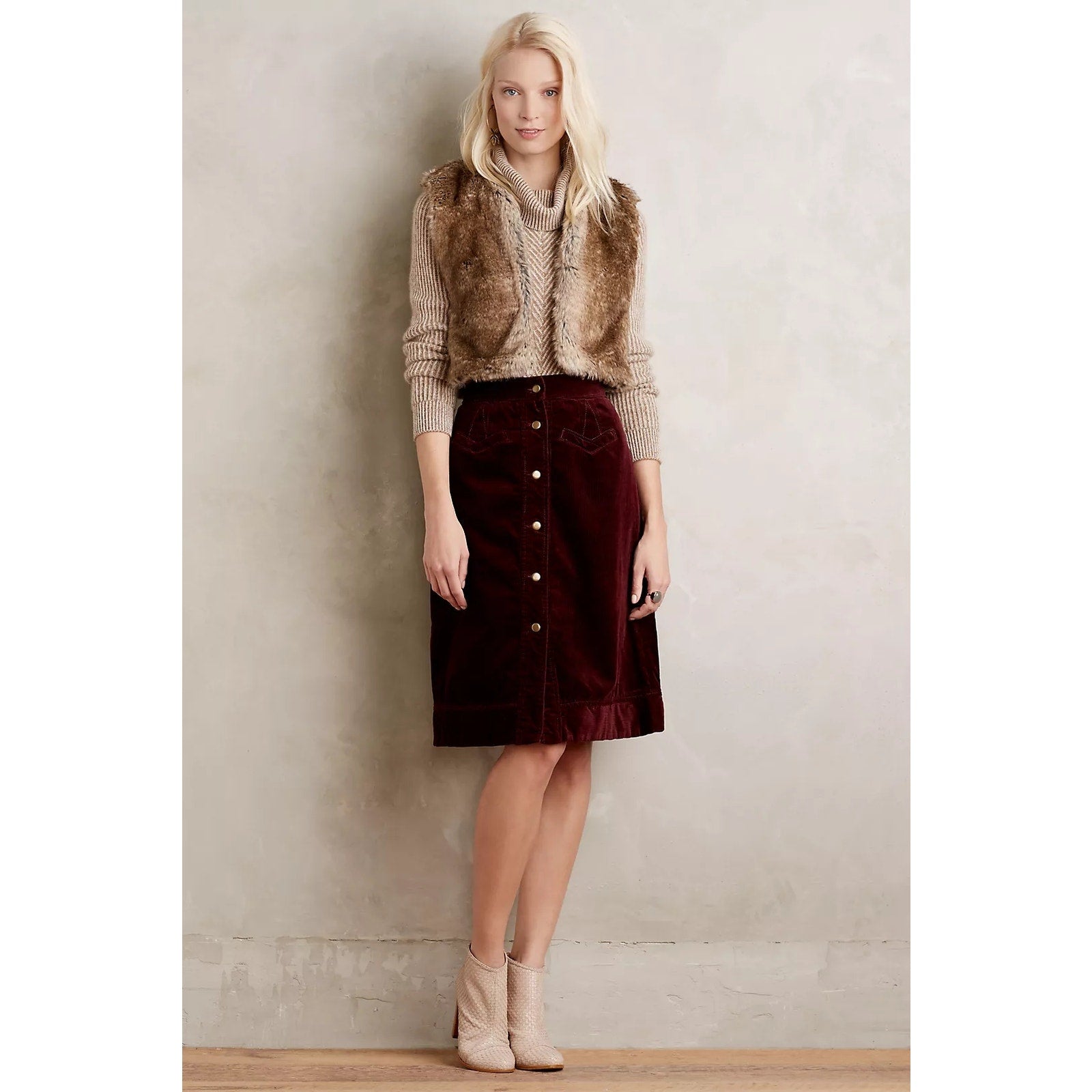 Anthropologie Artio Faux-Fur Leather Vest