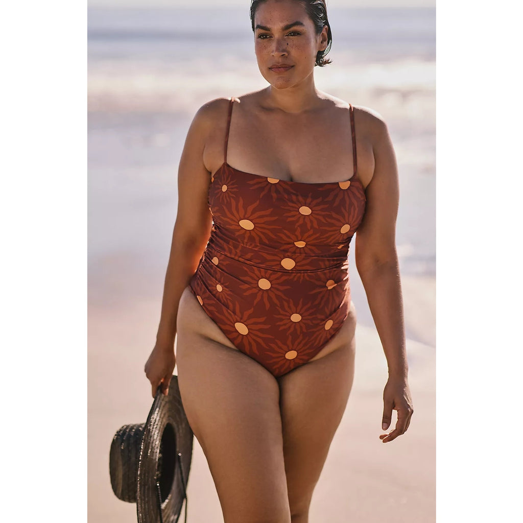 Beach Riot x Anthropologie Mica One-Piece Swimsuit PLUS 2X Brown Anthropologie