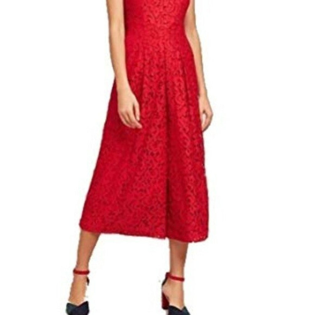 New Anthropologie Moulinette Soeurs Jaeda Lace Wide-Leg Jumpsuit $168 Sz 2 Red