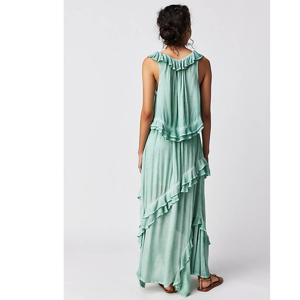 New Free People If Only Maxi Skirt Set $168 X-SMALL Harbor Green Boho Chic