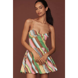 Anthropologie S/W/F Fitted Balloon Mini Dress SMALL La Fiesta GREEN