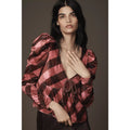 New Anthropologie Maeve Velvet Babydoll Long-Sleeve Top $88 Small Pink Plaid