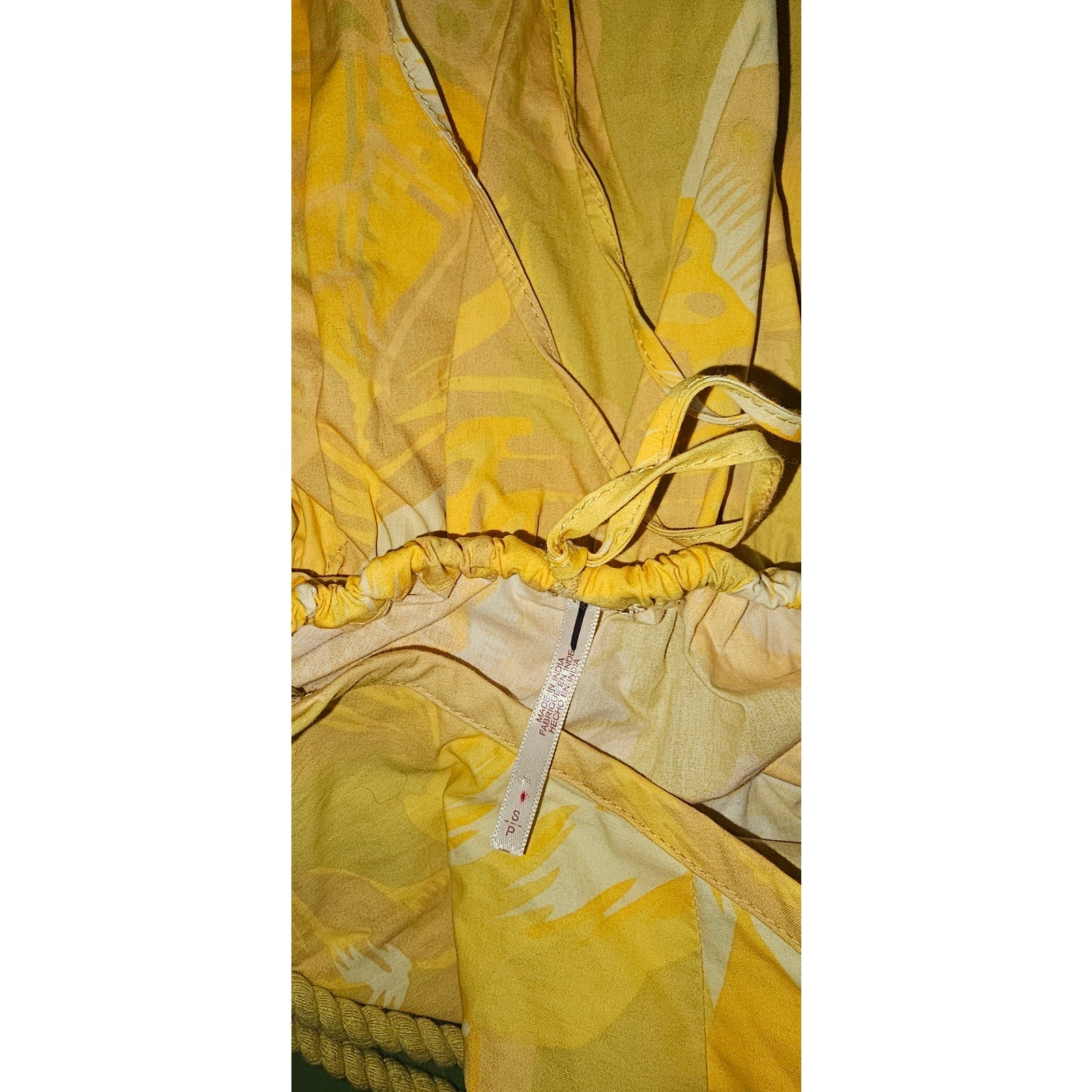 Free People Deserted Island Mini Dress SMALL Yellow Tropical Boho Combo Free People