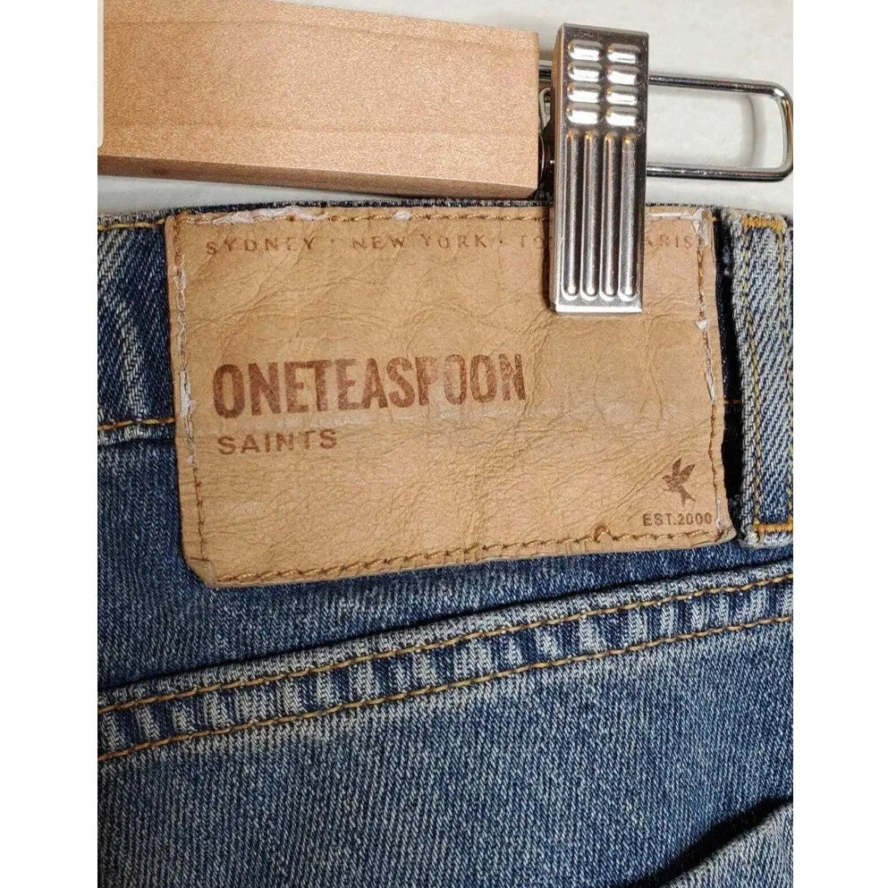 One Teaspoon Saints Distressed Jeans Size 25 Baggy Boyfriend Frayed Holes Loose